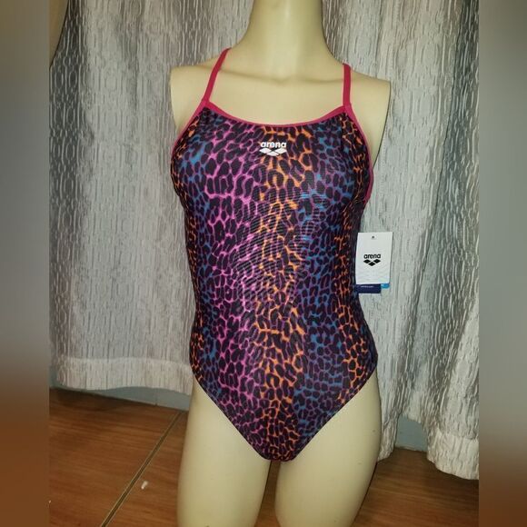 Arena Women's ANIMAL STRIPE BOOSTER BACK ONE PIECE Swimsuit Waterpolo 32 - Picture 6 of 12